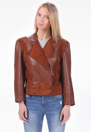 LEATHER BLAZER JACKET 80S CROP
