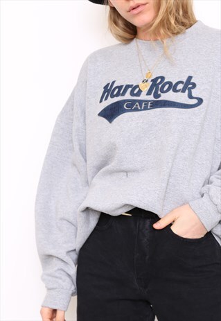 VINTAGE 90S HARD ROCK CAFE GREY SWEATER JUMPER