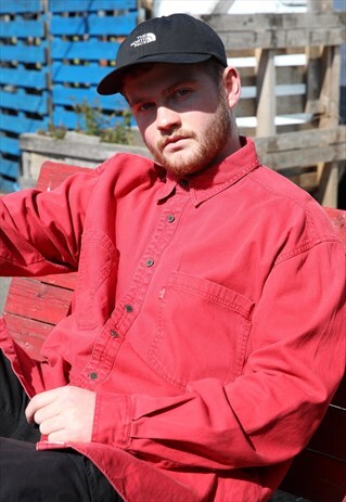 men's bright red shirt