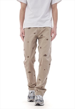 VINTAGE POLO RALPH LAUREN PANTS BEDFORD CHINO BEIGE MONOGRAM