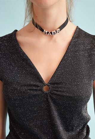 90'S RETRO SHIMMER KITSCH TEEN KEYHOLE PARTY TOP