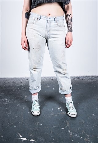 VINTAGE LEVI'S 501 BLUE PAINT MOM JEANS