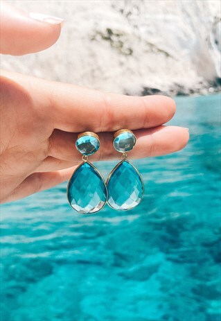 BLUE QUARTZ STATEMENT EARRINGS