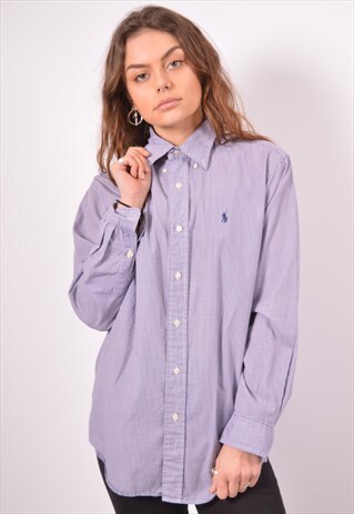 VINTAGE POLO RALPH LAUREN SHIRT CHECK BLUE