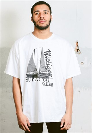 VINTAGE SHIP PRINT T-SHIRT