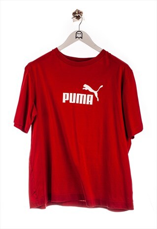 VINTAGE PUMA T-SHIRT LOGO PRINT RED
