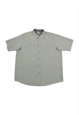 Vintage Wrangler Cotton Shirt Short Sleeved Grey XL