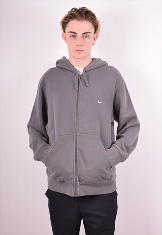 NIKE MENS VINTAGE HOODIE JACKET LARGE GREY 90S