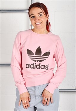 Vintage Adidas Sweatshirt in Pink Pullover Jumper Size 14