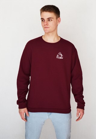 BURGUNDY BUDDHA (WHITE) SWEATSHIRT