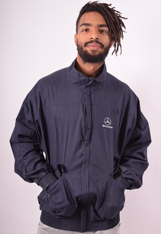 MENS VINTAGE MERCEDES BENZ JACKET XL NAVY BLUE 90S