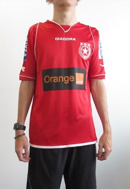 00s ESS Tunisian Club Football Shirt Blokecore Red 