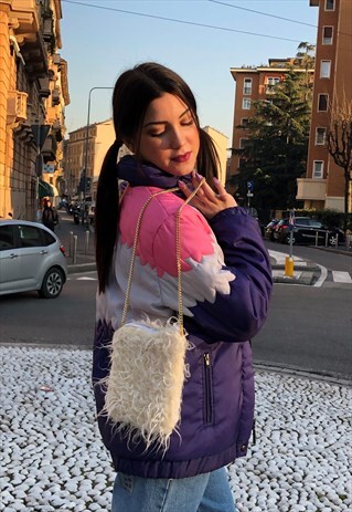 VINTAGE FAUX FUR SHOULDER BAG WITH GOLDEN CHAIN