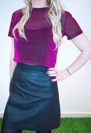 PINK GLITTER CROP TEE