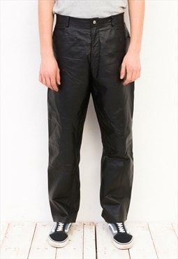 JCC Vintage Men's W34 L32 Real Leather Pants Trousers Retro