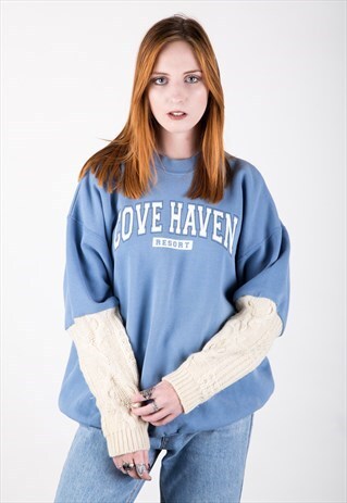 REWORKED VINTAGE ARAN SLEEVE SWEATER