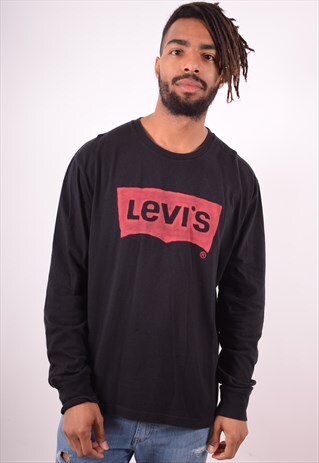 LEVI'S MENS VINTAGE TOP LONG SLEEVE XXL BLACK 90S