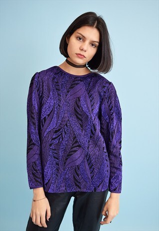 80'S RETRO SHIMMER KITSCH OVERSIZED BLOUSE TOP