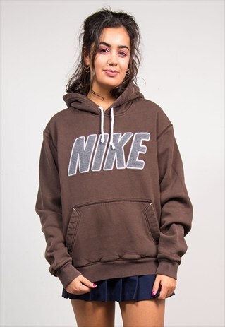 VINTAGE 90'S NIKE BROWN HOODIE SWEATSHIRT