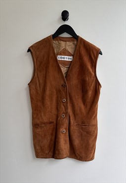 Vintage Cerruti 1881 Suede Vest Gilet Sleeveless Jacket