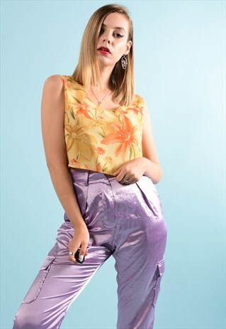 VINTAGE SLEEVELESS CROPPED FLORAL TOP