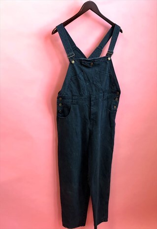 AMAZING VINTAGE BLUE/GREEN FADED DENIM DUNGAREES