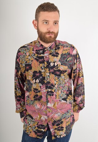 VINTAGE SHIRT FESTIVAL PRINT 90'S SIZE L (2097)