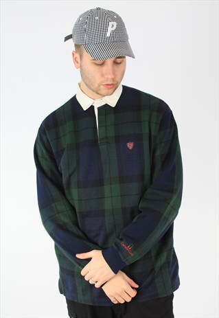 RALPH LAUREN POLO GOLF CHECKERED LS RUGBY POLO SHIRT