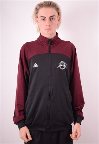 ADIDAS MENS VINTAGE TRACKSUIT TOP JACKET XL BLACK 90S