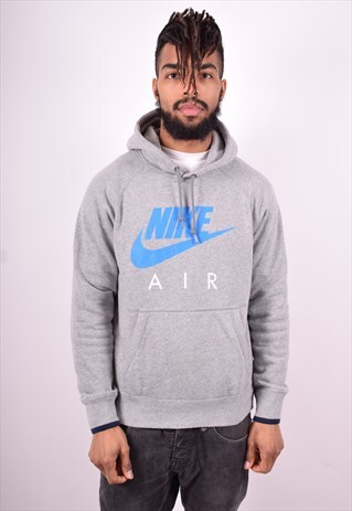 NIKE MENS VINTAGE HOODIE JUMPER MEDIUM GREY 90'S