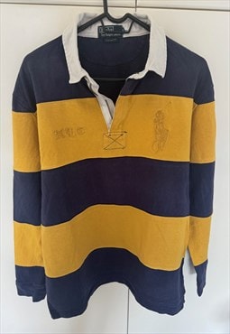 Vintage POLO RALPH LAUREN Dark Blue and Dark Yellow Striped 