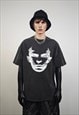 Cyberpunk t-shirt creepy portrait tee goth top vintage grey