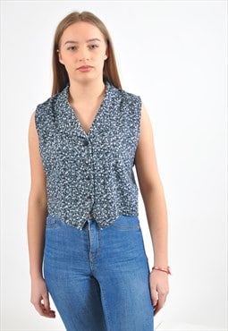 Vintage sleeveless blouse in flower print