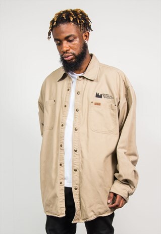 VINTAGE 90'S CARHARTT BEIGE WORKWEAR SHIRT JACKET