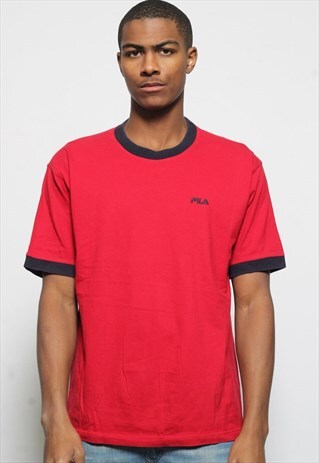 VINTAGE FILA LOGO T-SHIRT RED