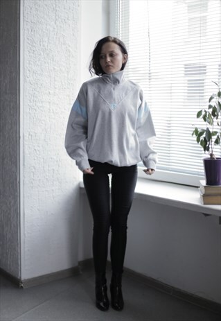 VINTAGE 90'S LIGHT GREY HIGH COLLAR JUMPER