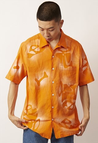 VINTAGE ORANGE 90'S CRAZY PRINT SHIRT
