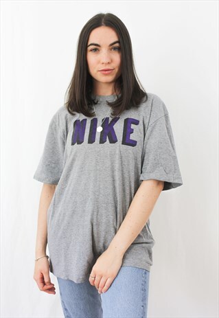 90'S RETRO GREY SPELL-OUT T-SHIRT