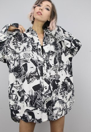 VINTAGE 80S/90S OVERSIZED PATTERNED SHIRT