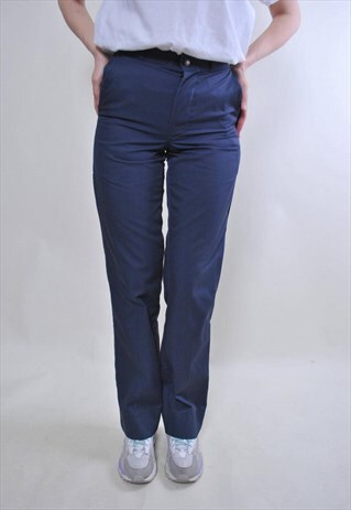 WOMEN VINTAGE BLUE CLASSIC STRAIGHT PANTS, CHINOS TROUSERS