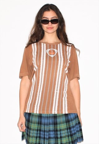 VINTAGE 90S STRIPED T-SHIRT IN BROWN