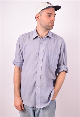 YVES SAINT LAURENT MENS VINTAGE SHIRT XL BLUE 90S