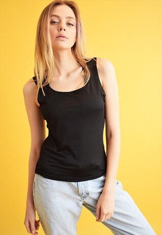 90'S RETRO MINIMALIST BLACK LYCRA TANK TOP