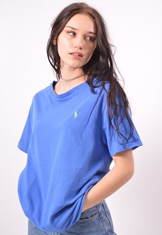 VINTAGE POLO RALPH LAUREN T-SHIRT TOP BLUE