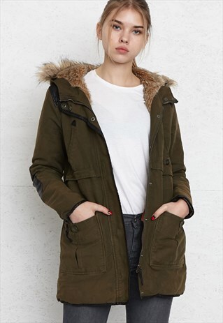 VINTAGE GREEN SHEARLING PARKA JACKET
