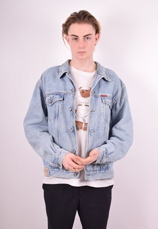 LEE MENS VINTAGE DENIM JACKET LARGE BLUE 90S