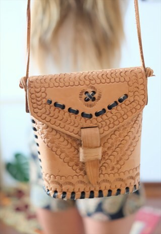 VINTAGE BAG PURSE CLUTCH LEATHER BOHO BOHEMIAN