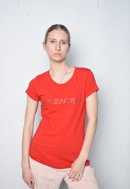 Vintage Y2K 00s BLEND She slogan t-shirt top tee blouse red