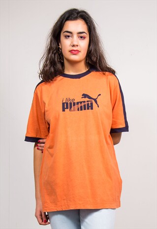 VINTAGE 90'S ORANGE PUMA SLOGAN T-SHIRT