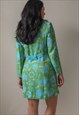 VINTAGE 70S DRESS COAT IN GREEN FLORAL PRINT